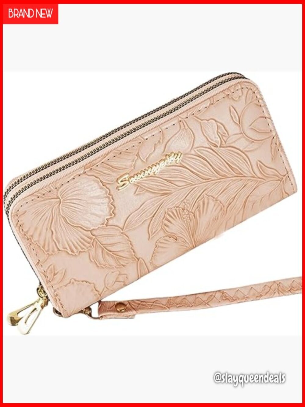 Large Capacity Wristlet Wallet RFID Blocking Vegan Leather Double Zip Phone